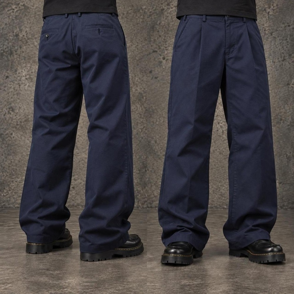 36x32 Blue Pleated Straight Wide Leg Dress Pants Y2K